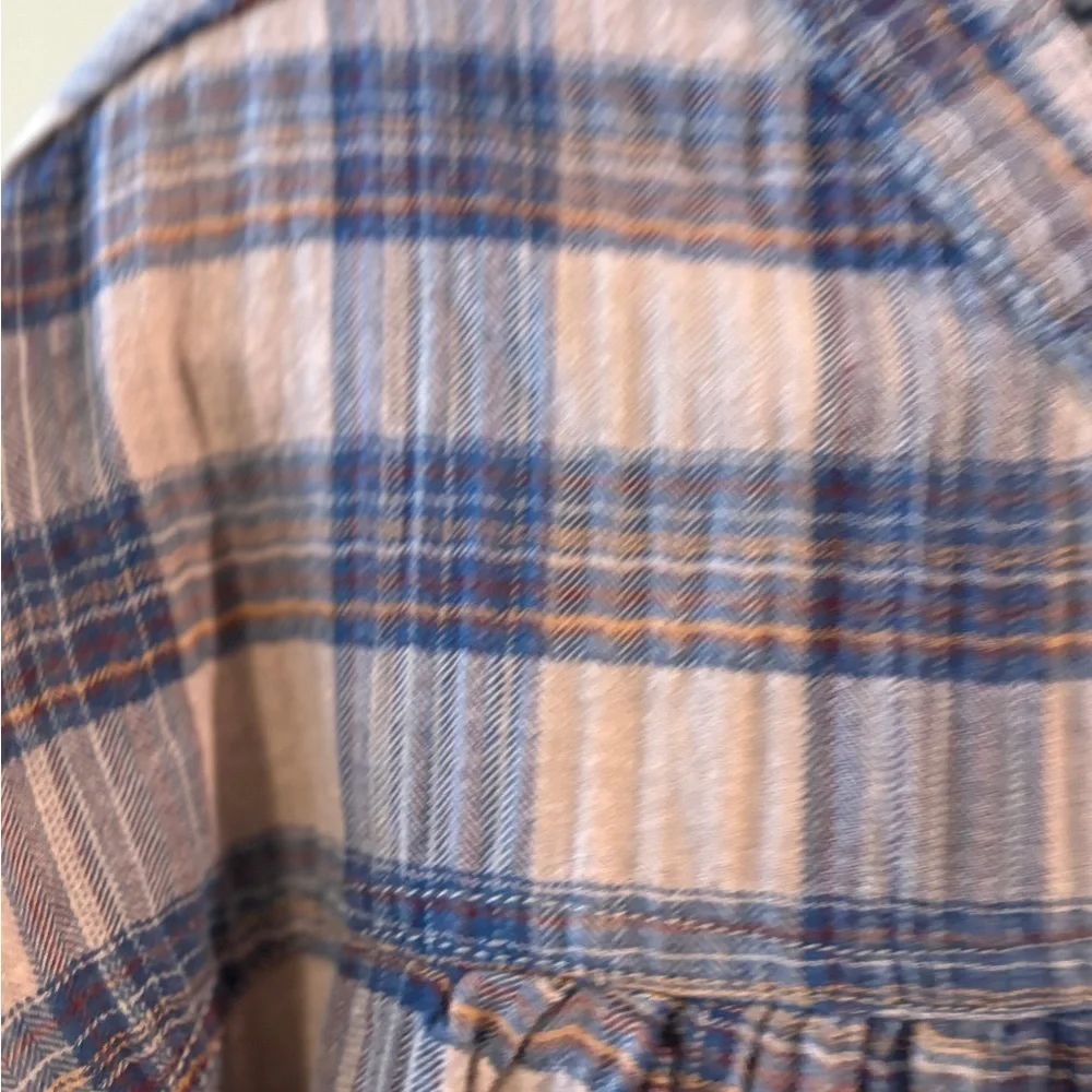 Free People Jessi Plaid Prairie Cottagecore Boho Top in Grey Combo Size Medium